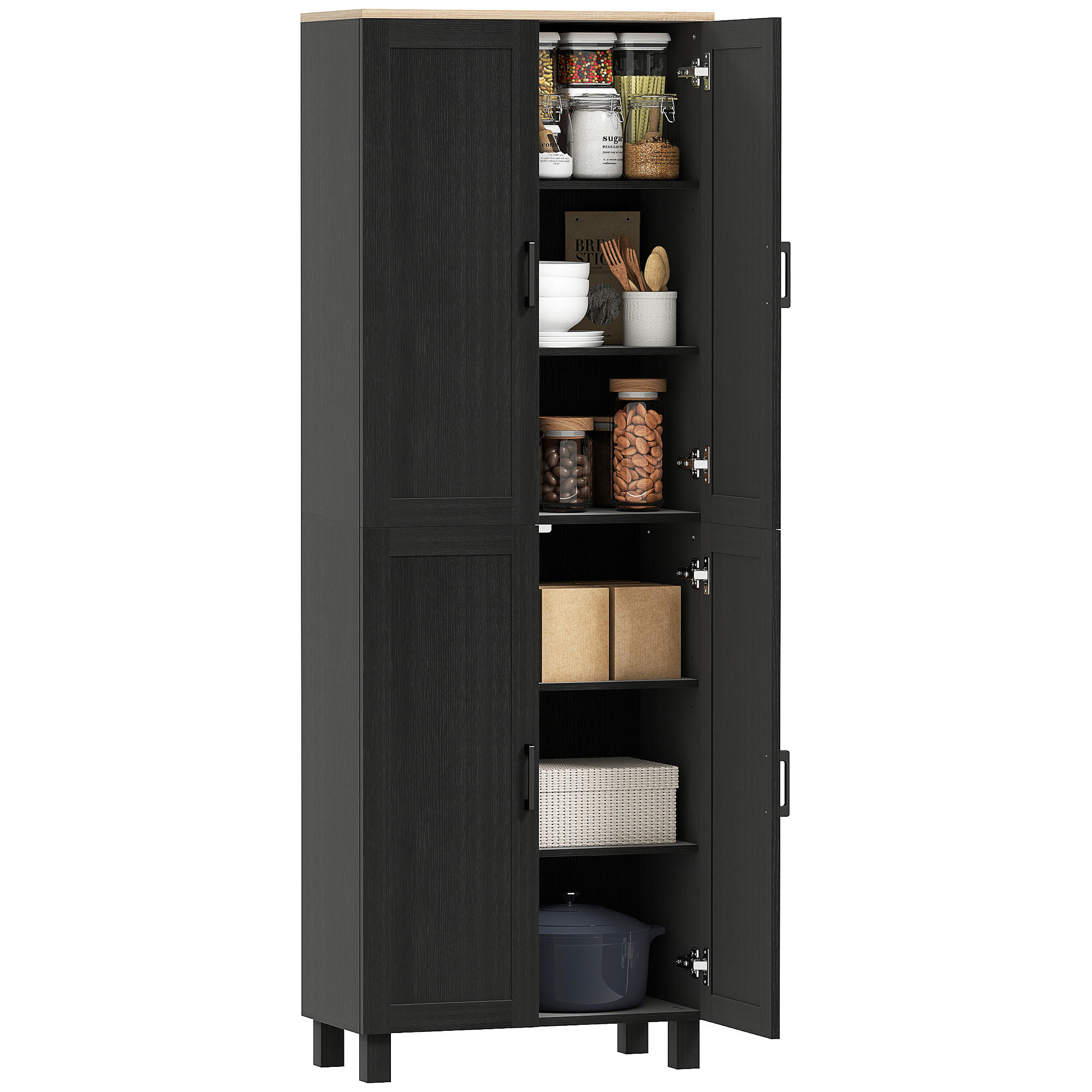 HIGHBOARD DE-11291 4 Türen & verstellbare Böden Schwarz - Schwarz, Holzwerkstoff (30/170.5/60cm) - ComfortXL