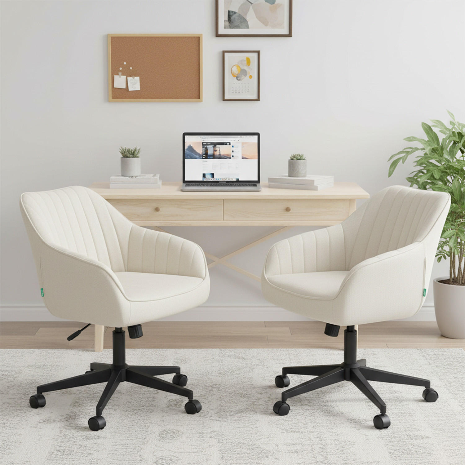 Thumbnail - Dubi Möbel Bürostuhl, Creme, Textil, 60x79x61 cm, Arbeitszimmer, Bürostühle, Drehstühle