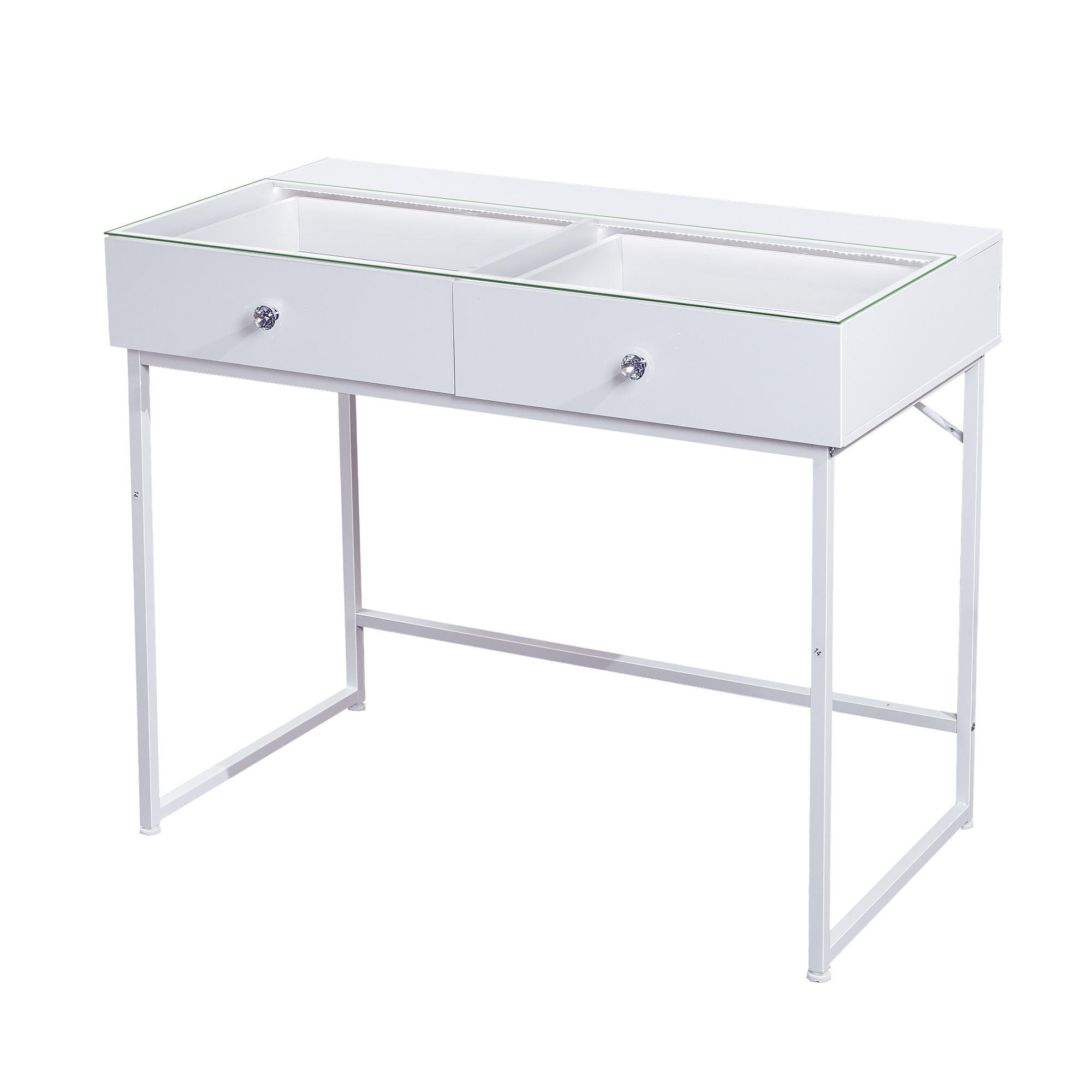 KONSOLENTISCH mit LED 2 Schubladen 100/55/81 CM - Weiß, Holz (100/55/81cm) - VANITII