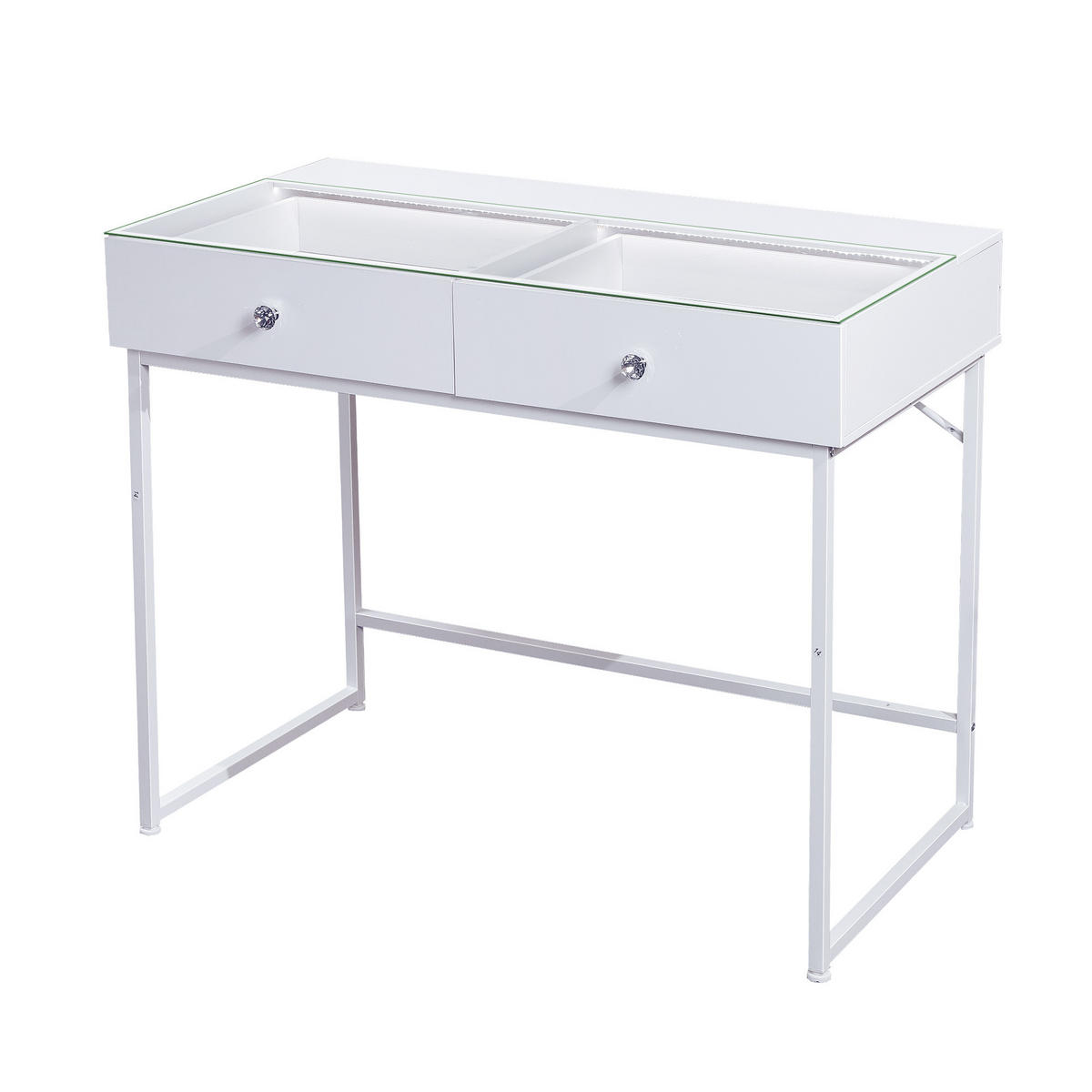 KONSOLENTISCH mit LED 2 Schubladen 100/55/81 CM - Weiß, Holz (100/55/81cm) - VANITII