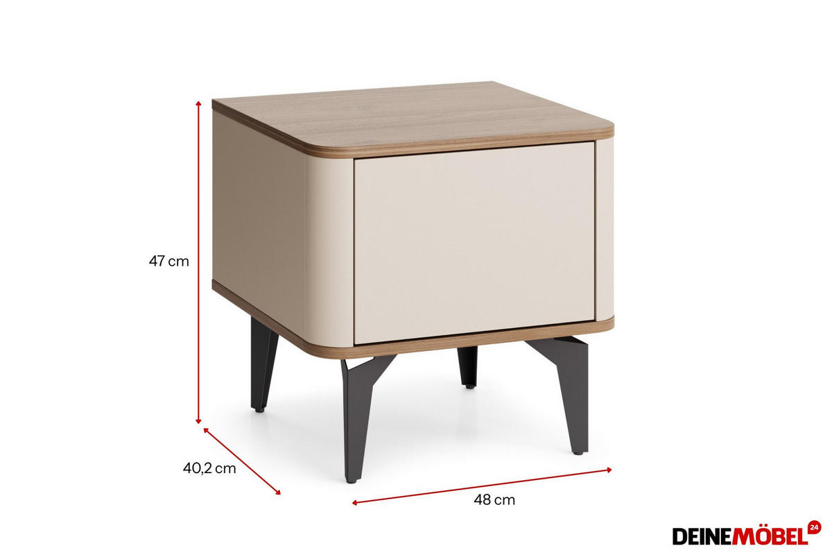 NACHTTISCH AURO 10 48/47/40 cm in Kaschmir / Royal Nussbaum - Kaschmir/Nussbaumfarben, Holzwerkstoff (48/47/40cm) - Deine Möbel 24