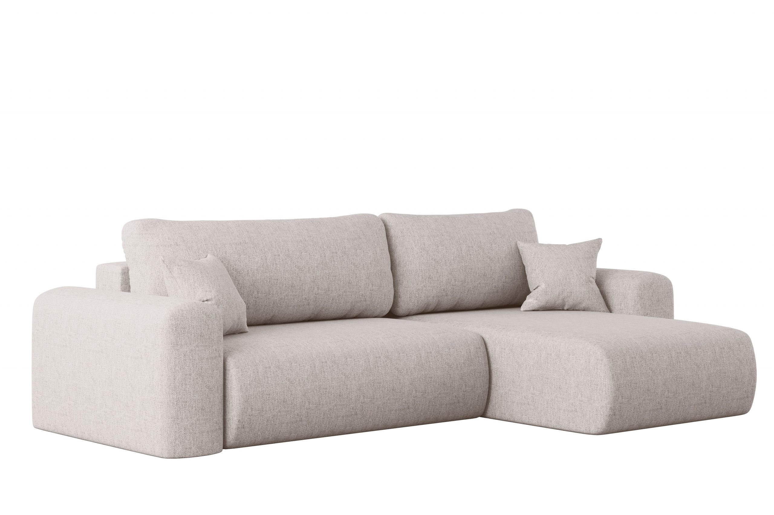 ECKSOFA Mit Schlaffunktion Und Bettkasten L-förmiges Sofa Capri Stoff Verita Rechts Ecru - Creme, Holz (272/145cm) - Kaiser Möbel