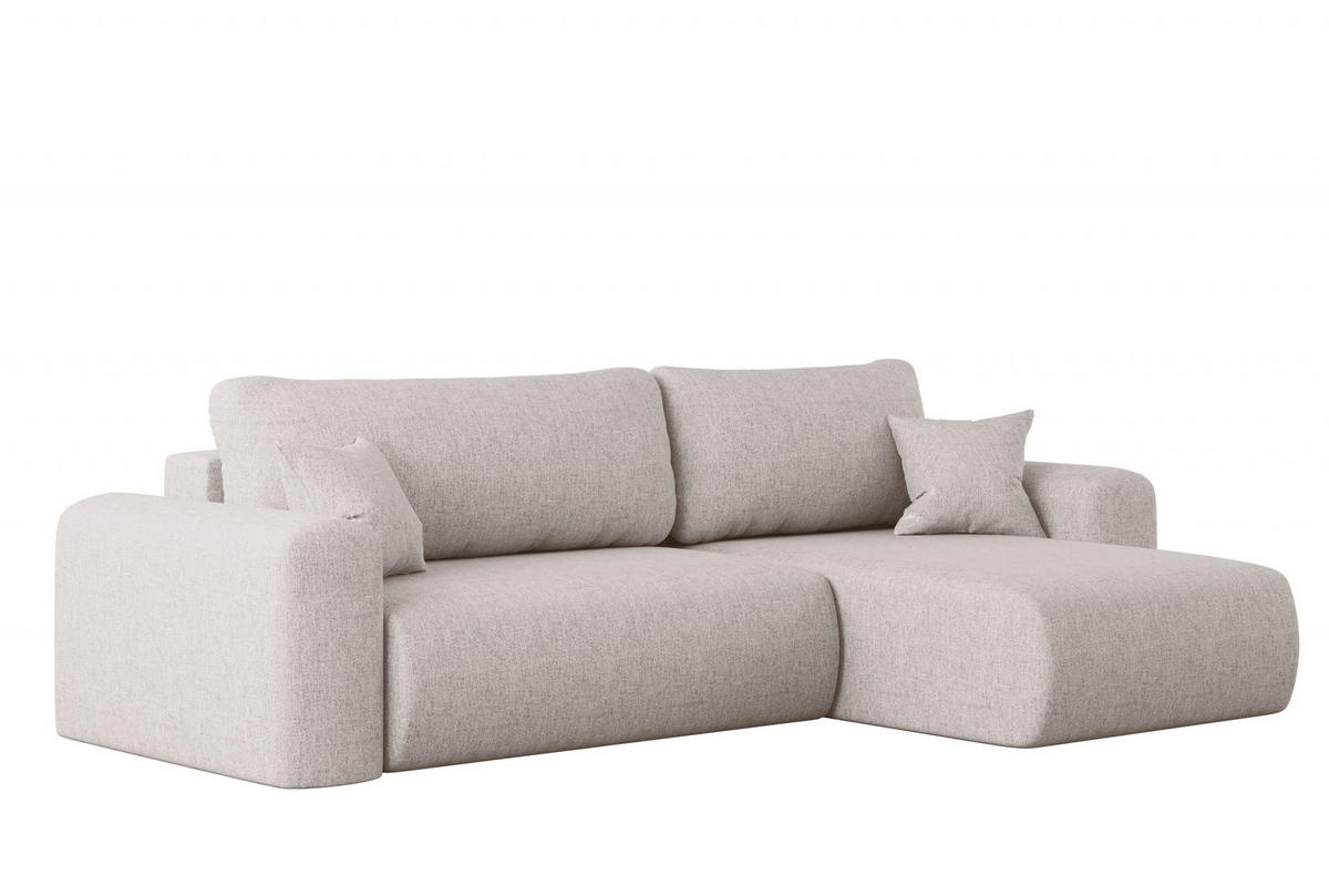 ECKSOFA Mit Schlaffunktion Und Bettkasten L-förmiges Sofa Capri Stoff Verita Rechts Ecru - Creme, Holz (272/145cm) - Kaiser Möbel