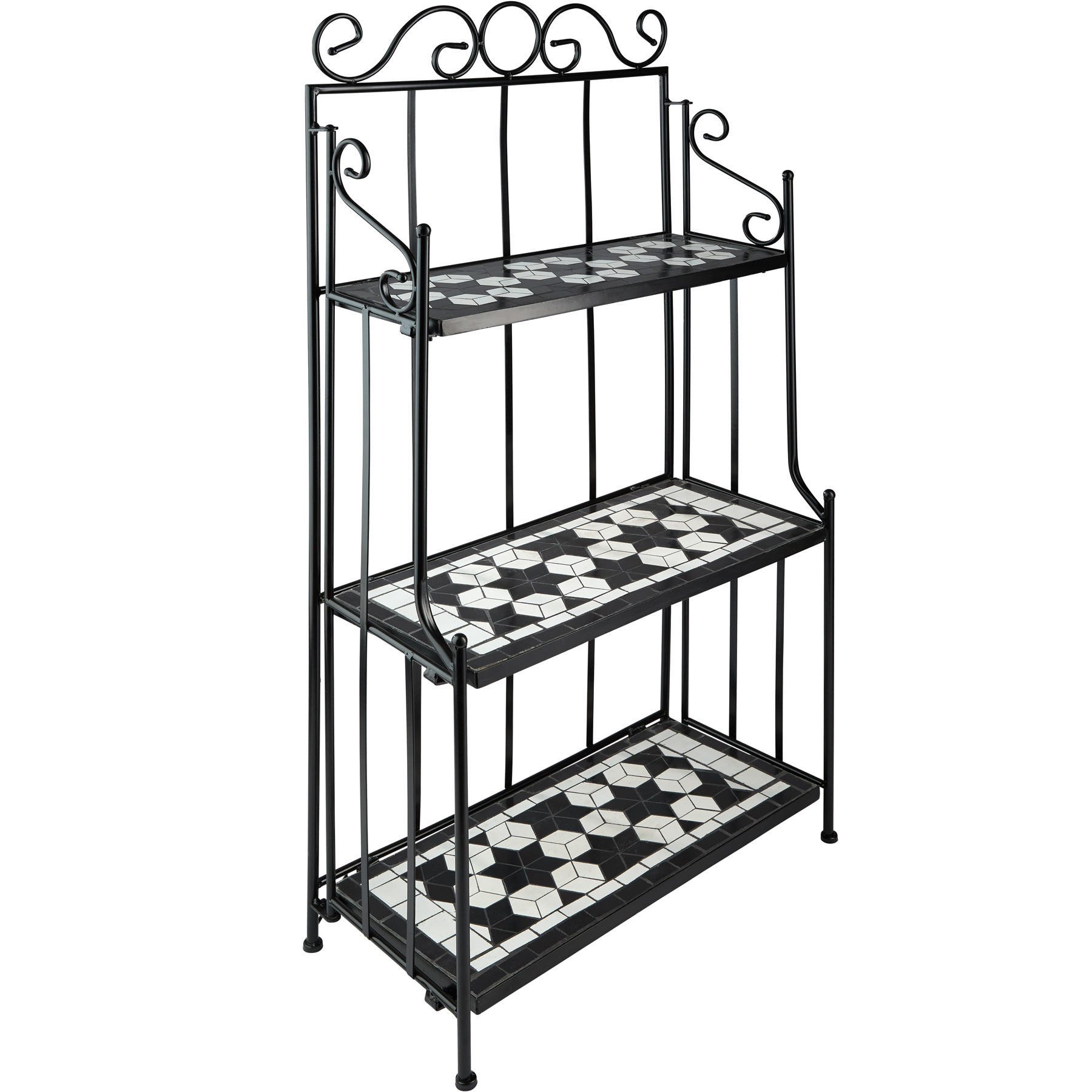 METALLREGAL , 61 x 29 x 114 cm, schwarz/weiß - Schwarz/Weiß, Metall (29/114/61cm) - tectake