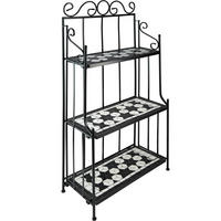 METALLREGAL , 61 x 29 x 114 cm, schwarz/weiß - Schwarz/Weiß, Metall (29/114/61cm) - tectake