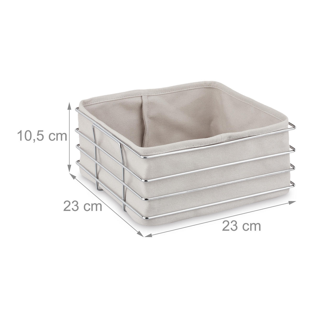 BROTKORB - Grau, Textil/Metall (23/10.5/23cm) - Relaxdays