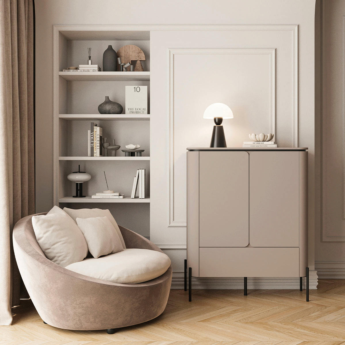 KOMODA Krtek - sivorjava, leseni material (98/123.2/39.5cm) - Petits-meubles