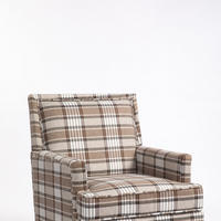 SESSEL in Braun/Weiß aus Baumwoll-Leinen mit Holzgestell,69/69/89 cm - Braun, Textil (69/89/69cm) - BEAOK