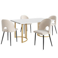 ESSGRUPPE DE-38974 140/80 cm Tisch mit 4 Stühlen Beige/Gold - Beige/Goldfarben, Holzwerkstoff (140/75/80cm) - ComfortXL