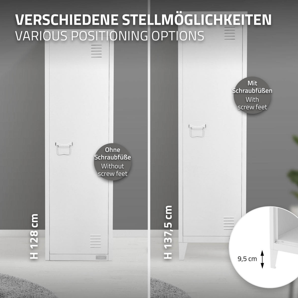 AKTENSCHRANK hoch 38x38x137,5 cm Weiß aus Stahl - Weiß, Metall (38/137.5/38cm) - ML-DESIGN