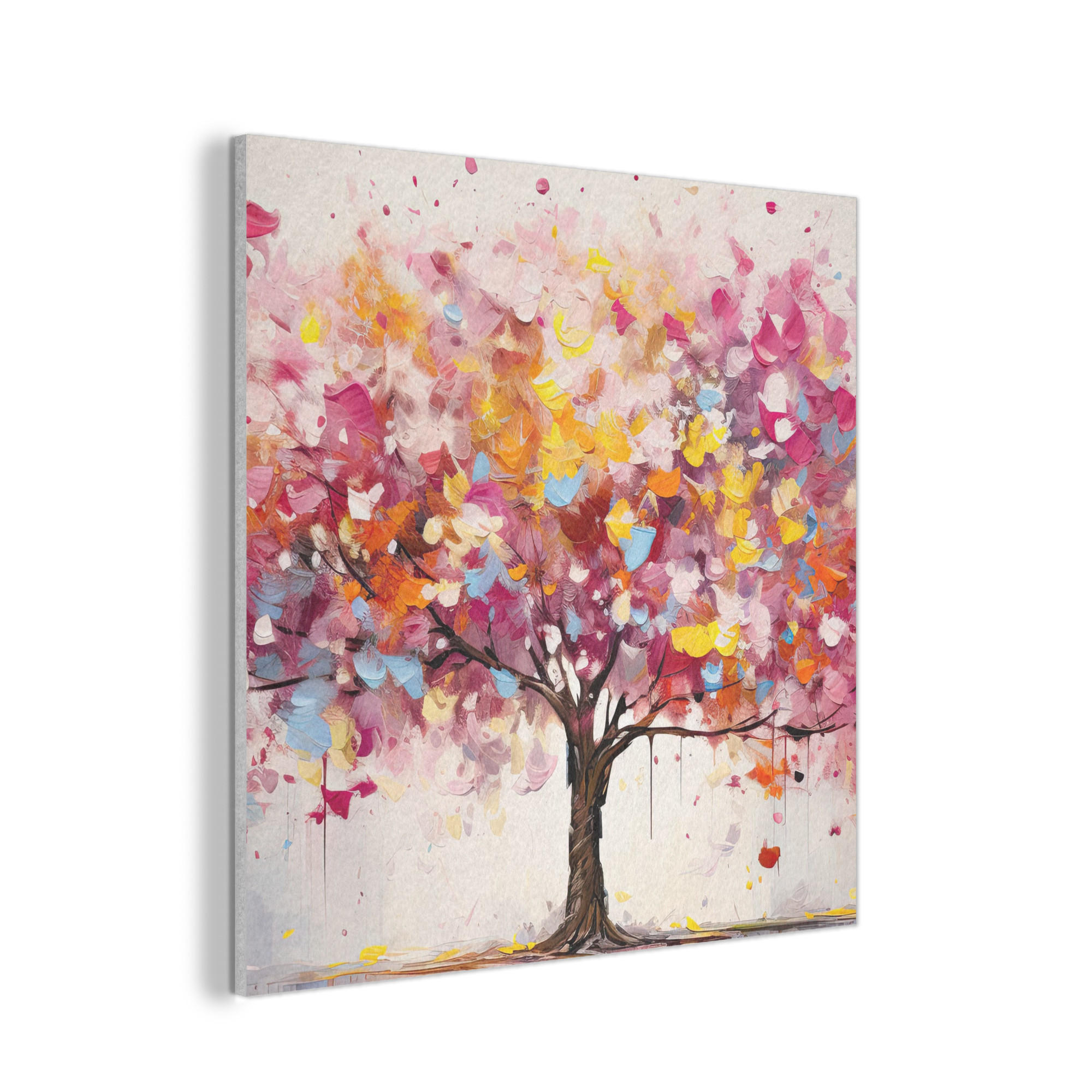 AKUSTIKPANEEL Aquarell - Baum - Kunst - Abstrakt 90x90 cm - Multicolor, Textil (90/0.9/90cm) - MuchoWow