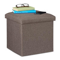SITZHOCKER - Anthrazit, Holzwerkstoff/Textil (37.5/37/37.5cm) - Relaxdays