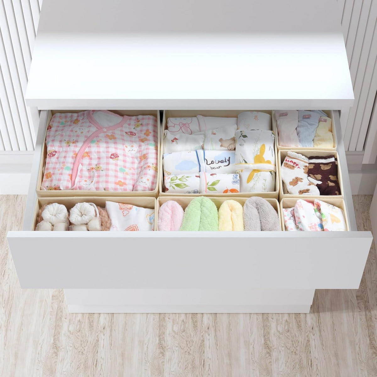 SCHUBLADEN Organizer 7er Set Beige - Beige, Textil (28/12/28cm)
