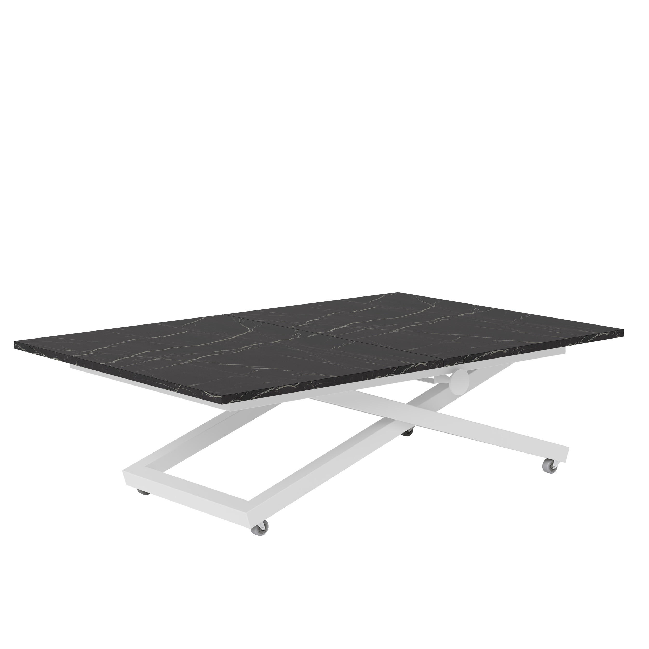COUCHTISCH ARIA 120-160/80 cm, Höhenverstellbar, Weiß / Grigia Pietra (Steingrau) - Weiß/Grau, Holzwerkstoff/Metall (120/80/38cm) - Idohome