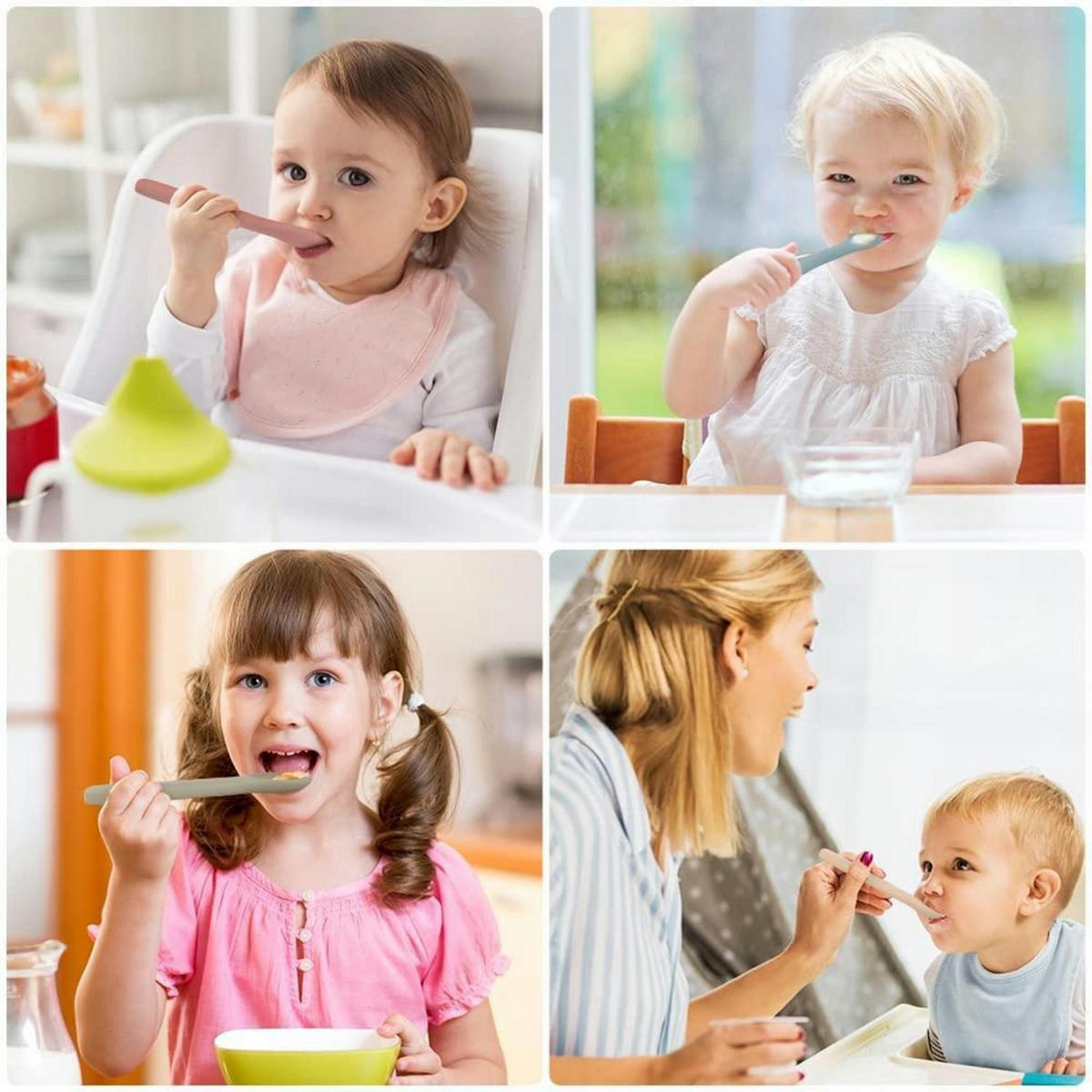 BABYLÖFFEL 4-teiliges Set Silikon BPA Frei - Multicolor, Kunststoff
