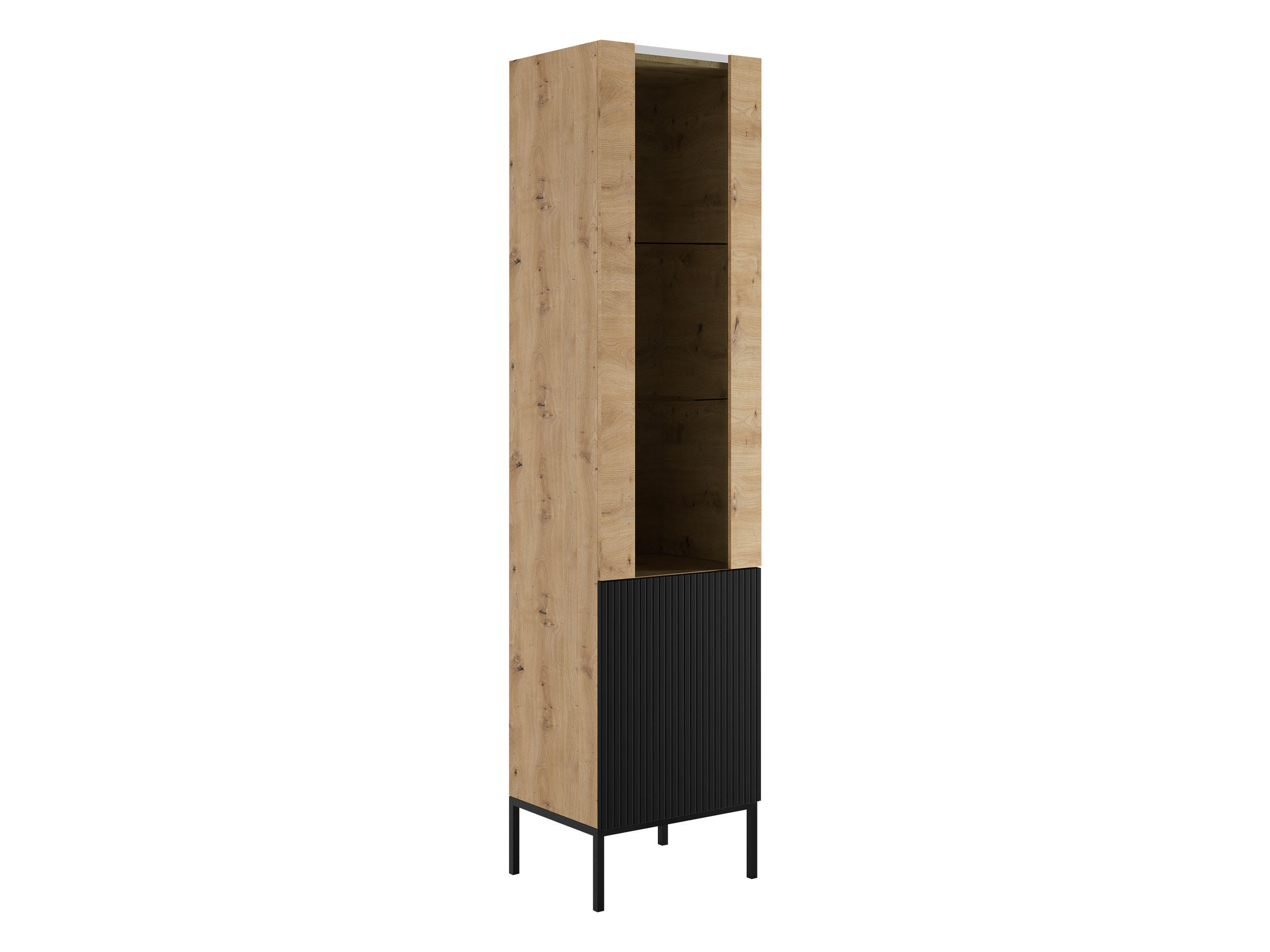 Mirjan24 Vitrine Eiche Artisan, Schwarz 50x190x42 cm