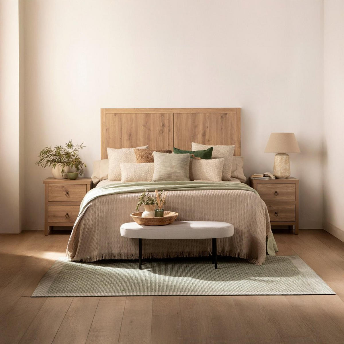 NACHTTISCH 2 SCHUBLADEN Livorno Natürlich 50 cm x 60 cm - Naturfarben, Holzwerkstoff (50/60/39cm) - Klast Home