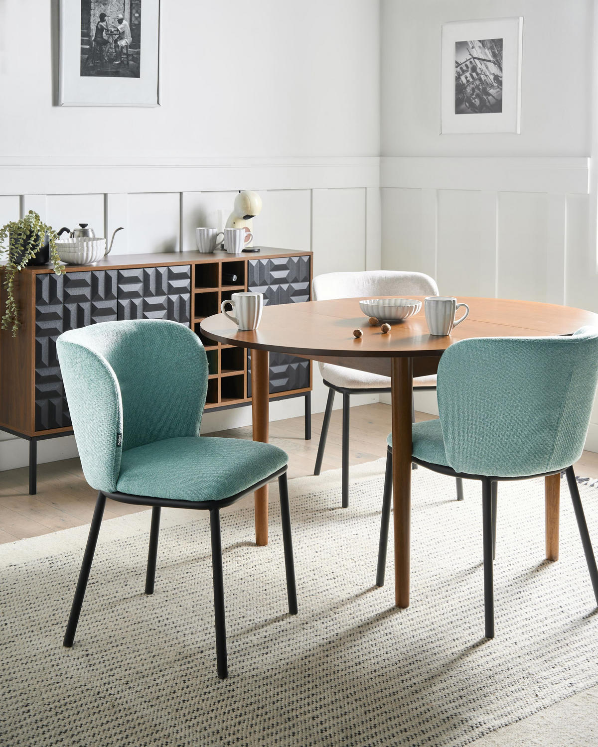 ESSZIMMERSTUHL 2er-Set Mintgrün Artesia - Schwarz/Mintgrün, Textil (51/81/49cm) - Beliani