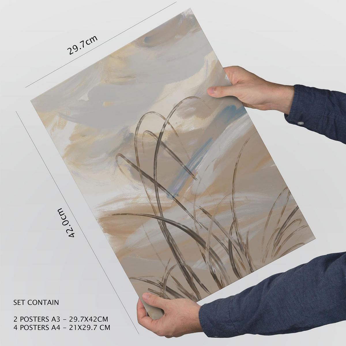 POSTER Set Mit 6 Latente Natur In Kulissen Abstracts Ästhetische Dekorative Gemälde Für Ihr Wohnzimmer, Schlafzimmer, Zuhause A3 & A4 Rahmenlos - Klar, Papier (29/3cm) - Nacnic