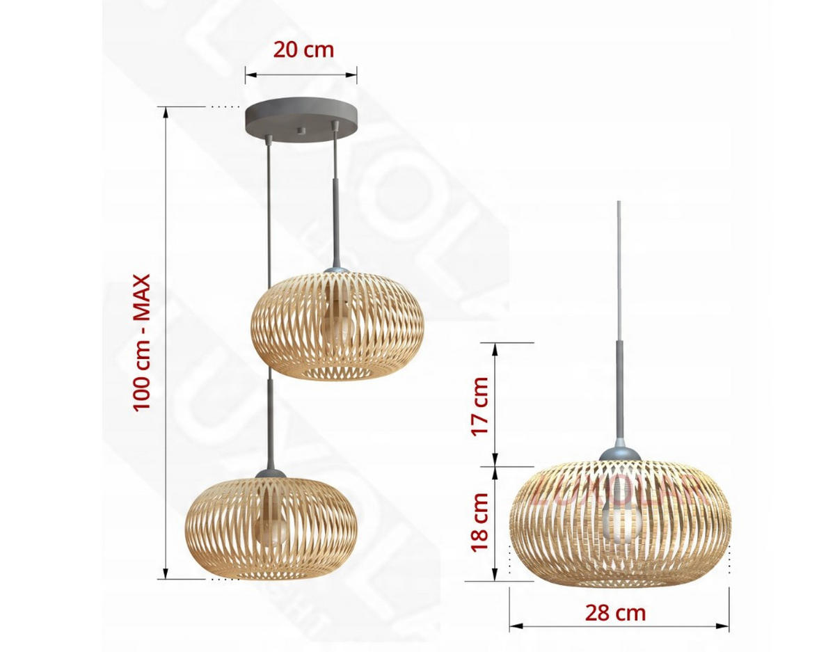 PENDELLEUCHTE BOHO - Beige, Holz/Metall (48/48/100cm) - kiki design