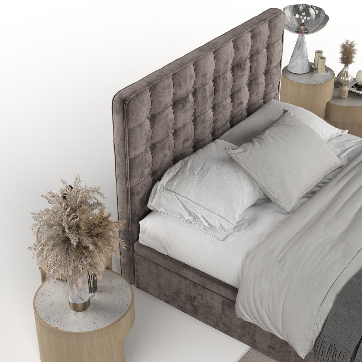 POLSTERBETT Celestia mit Stauraum 120/200 cm Braun im Lotta Stoff - Schwarz/Braun, Holz/Holzwerkstoff (120/200cm) - AltaBeds