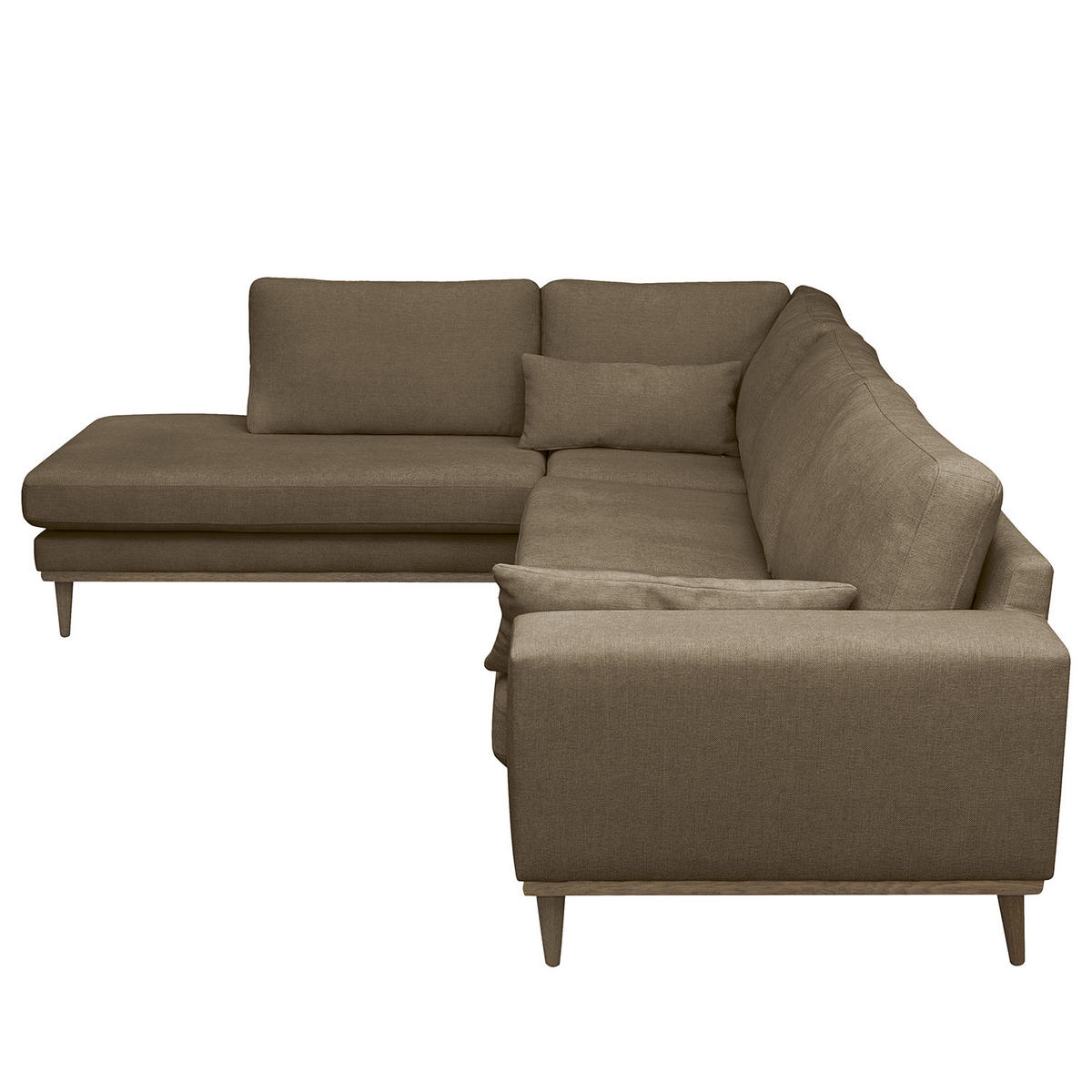 ECKSOFA mit Ottomane - Eichefarben/Beige, Eichenholz/Textil (287/219cm) - home24