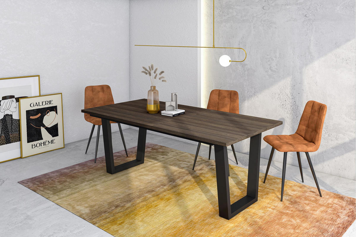 ESSZIMMERTISCH, Dunkler Eiche, 194/90/74 cm - Dunkelbraun/Schwarz, Holzwerkstoff (194/90/74cm) - Skraut Home