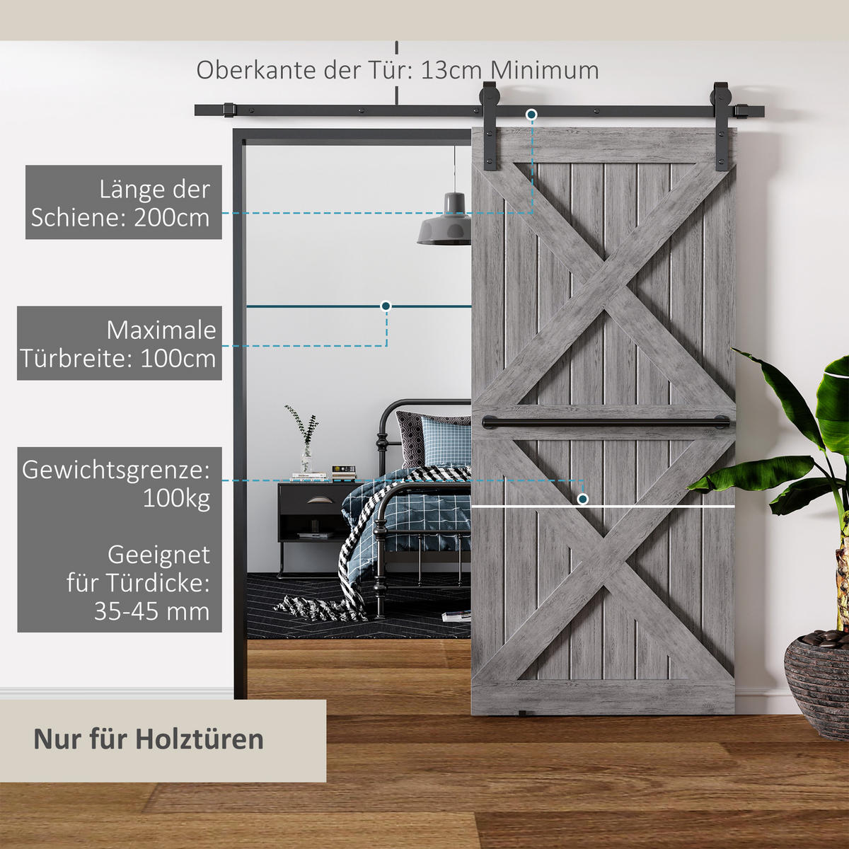SCHIEBETÜRSYSTEM - Schwarz, Metall (40/0.6/200cm) - HOMCOM