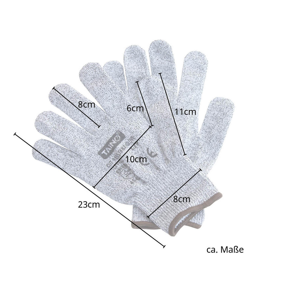 SCHNITTSCHUTZHANDSCHUHE 2er Set M+L - Grau, Textil (12/23cm) - TAINO