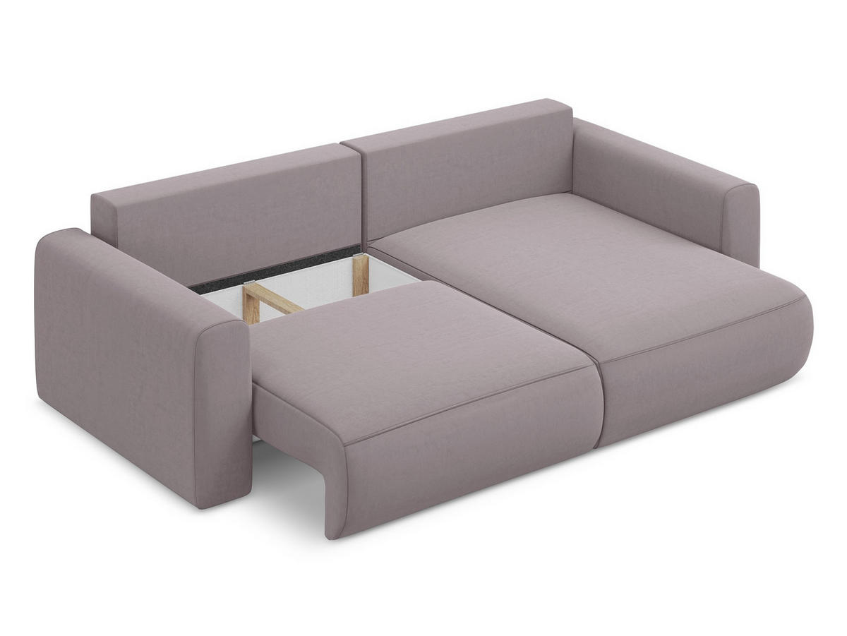 ECKSOFA mit Schlaffunktion Samt Stoff Violett - Lila/Flieder, Kunststoff/Textil (240/149cm) - Makamii