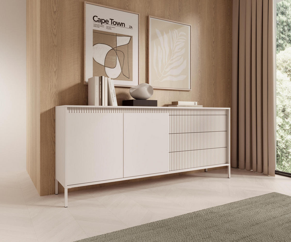 SIDEBOARD SENSATION Weiß 187x39x81 cm - Weiß, Holzwerkstoff (187/81/39cm) - FURNLUX