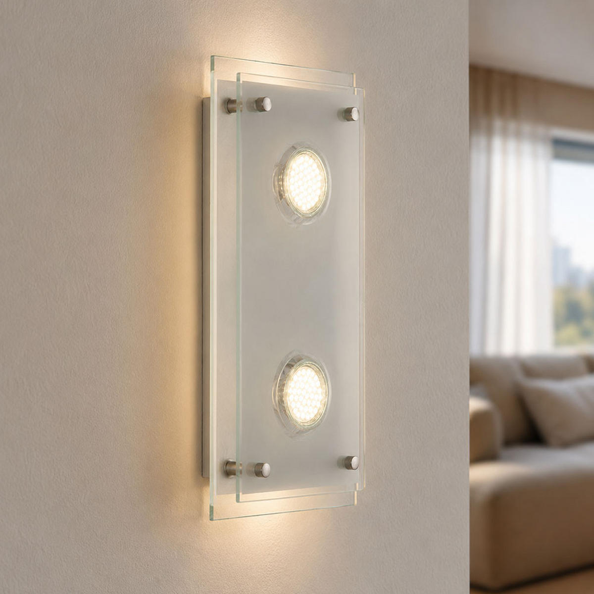 LED WANDLEUCHTE ARENA Chrom Silber - Silberfarben, Glas (34/8/20cm) - Esto