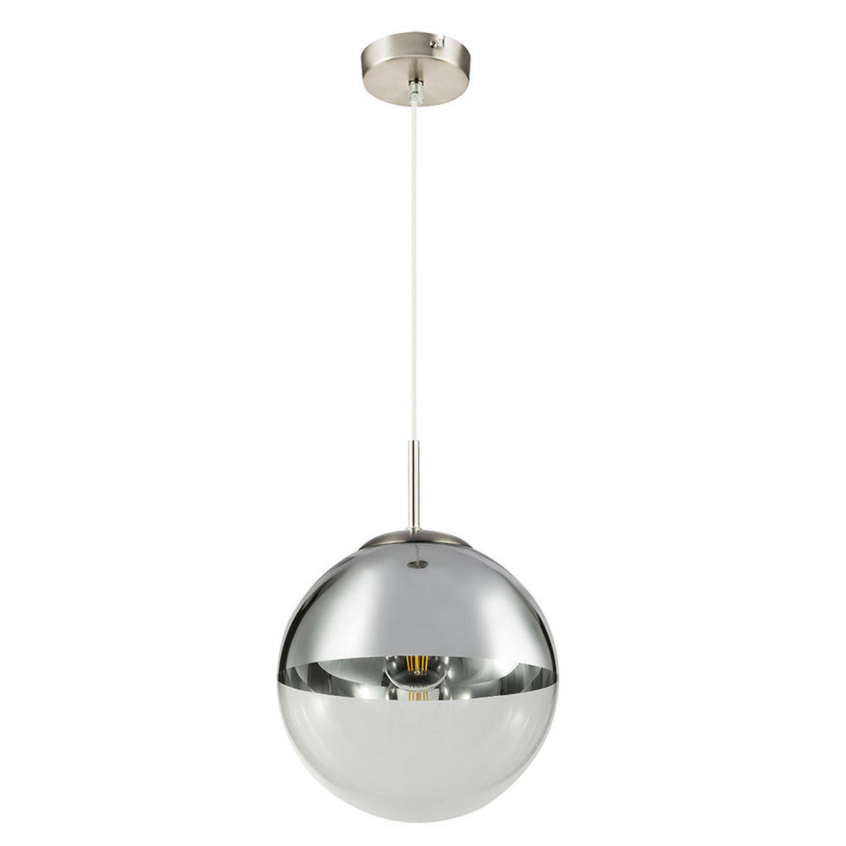 LED HÄNGELEUCHTE VARUS Chrom Silber - Silberfarben, Glas (25/25/120cm) - Globo Lighting