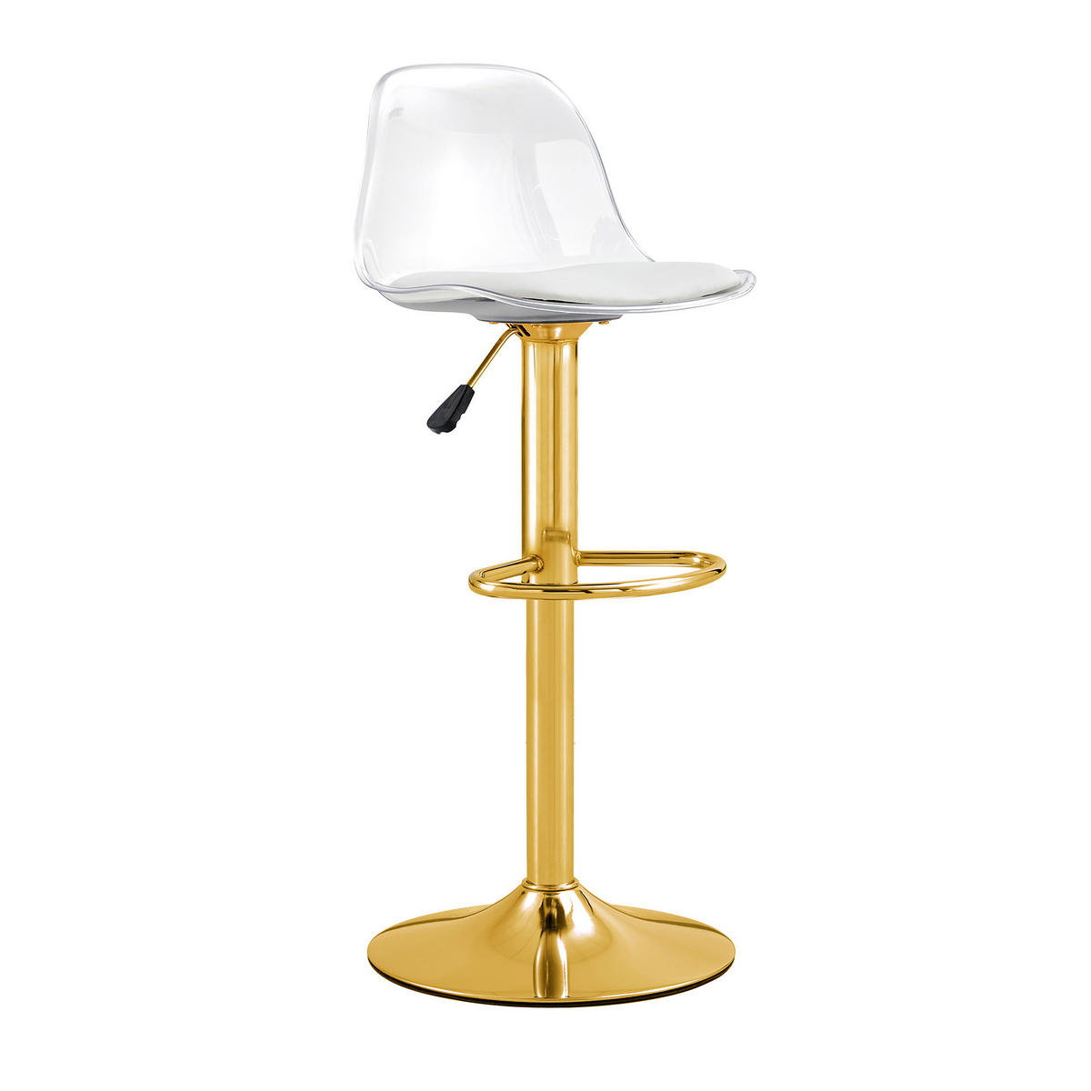 BARHOCKER 2er-Set Gold und Transparent Höhenverstellbar 360° Drehbar mit Rückenlehne und Fußstütze - Goldfarben, Metall (33/82/40.5cm) - PANGIVO