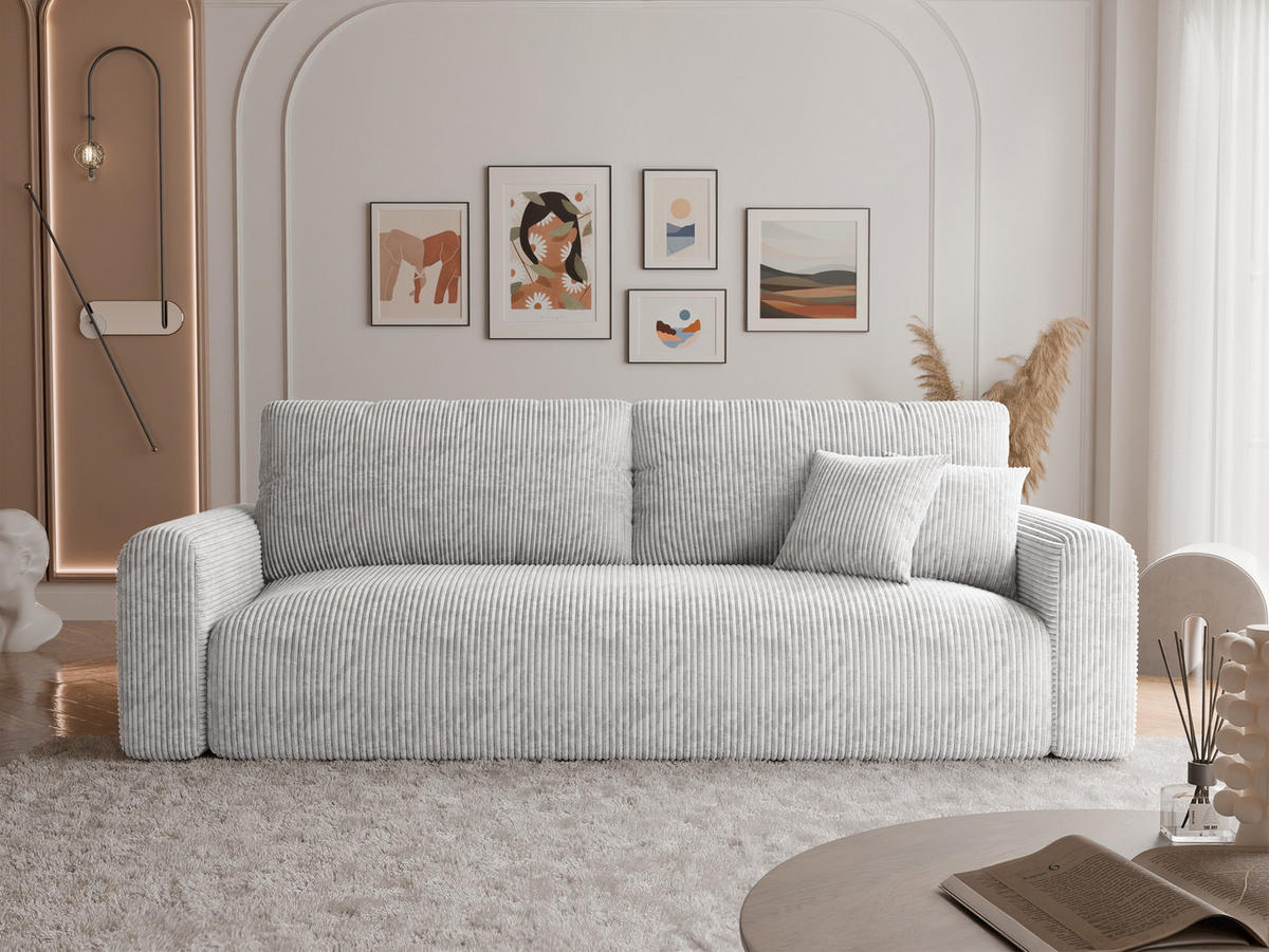 SCHLAFSOFA JOBO mit Bettkasten Hellgrau - Hellgrau, Holzwerkstoff/Kunststoff (230/85/90cm) - Idohome