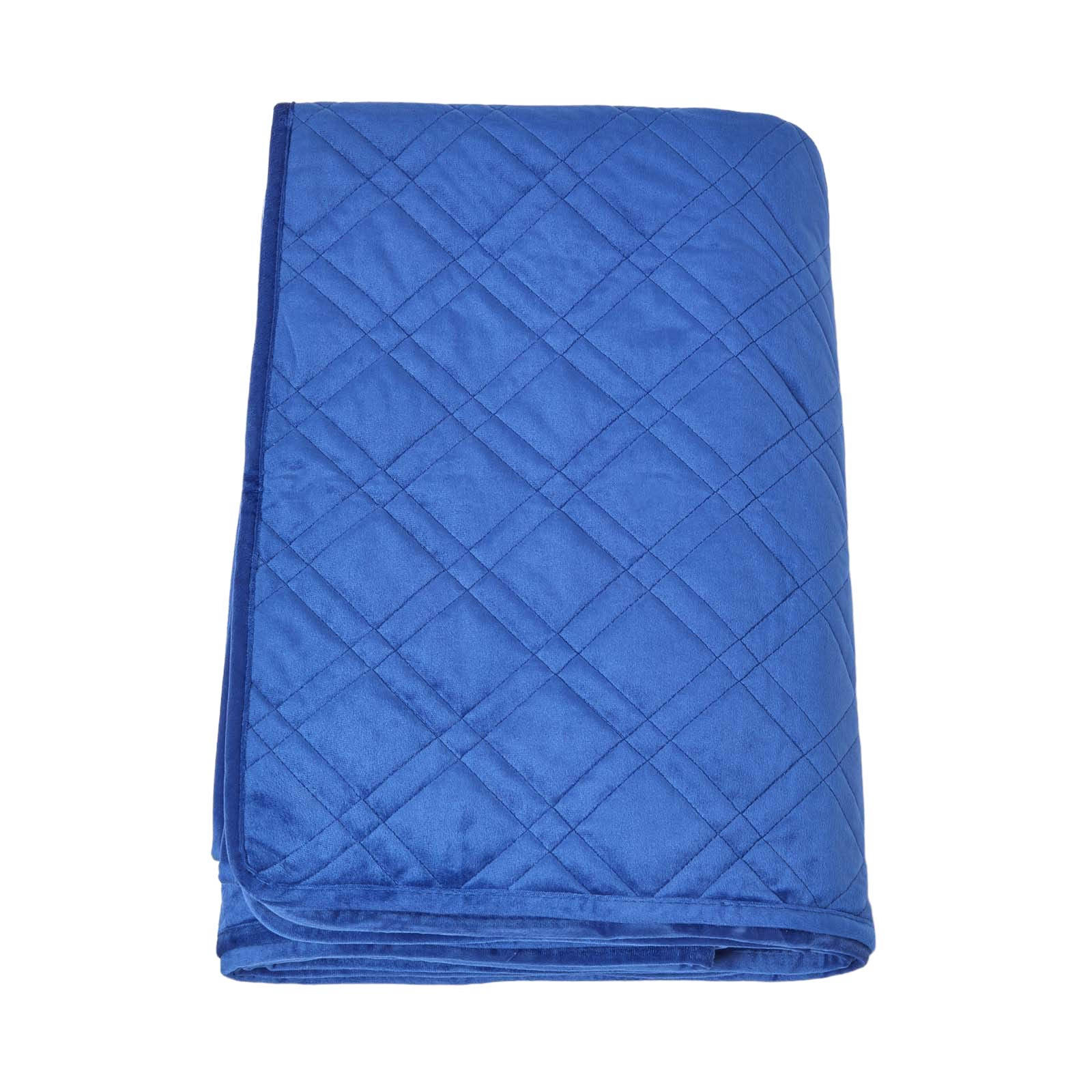 TAGESDECKE Samt 200/200 cm, geometrisch gemustert - Blau, Textil (200/200cm) - Homescapes
