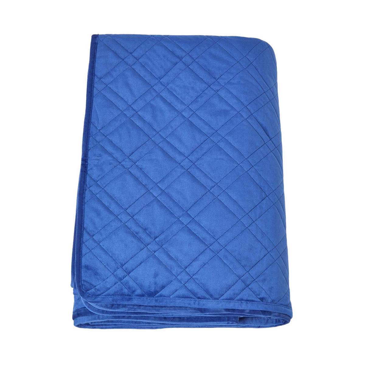 TAGESDECKE Samt 200/200 cm, geometrisch gemustert - Blau, Textil (200/200cm) - Homescapes