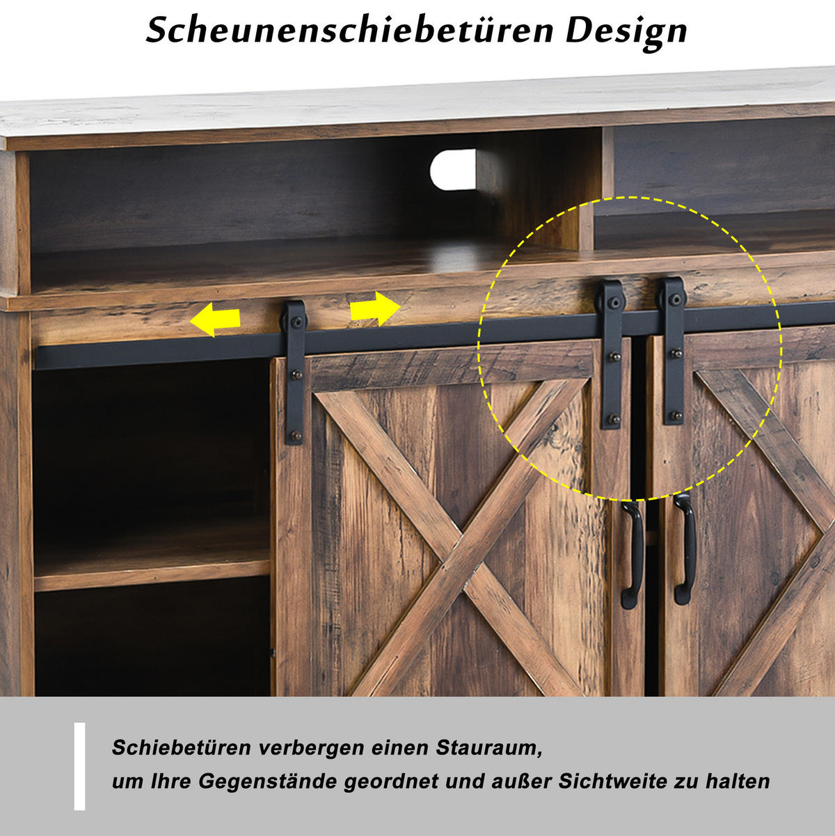 TV-SCHRANK in Braun mit Schiebetüren und verstellbaren Regalen 148/40/78 cm - Braun, Holzwerkstoff (148/78/40cm) - Redom