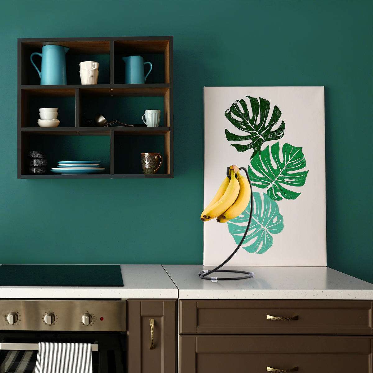 BANANENHALTER - Schwarz, Metall (17/33/17cm) - Relaxdays