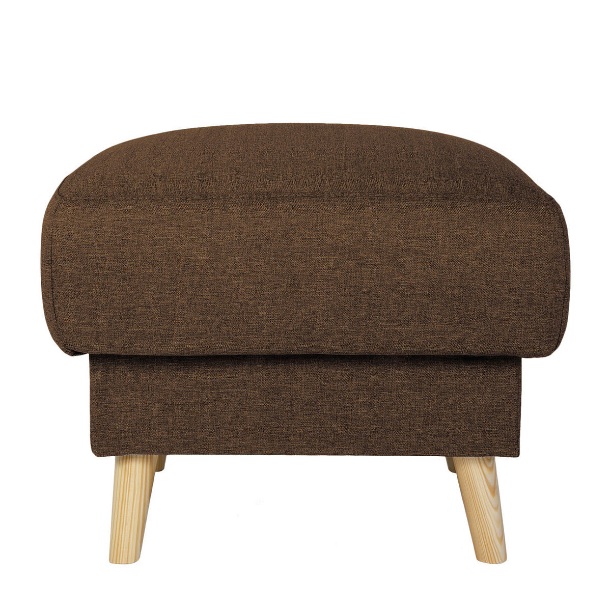 POLSTERHOCKER - Webstoff - Hellbraun/Dunkelbraun, Holz/Textil (77/46/62cm) - home24