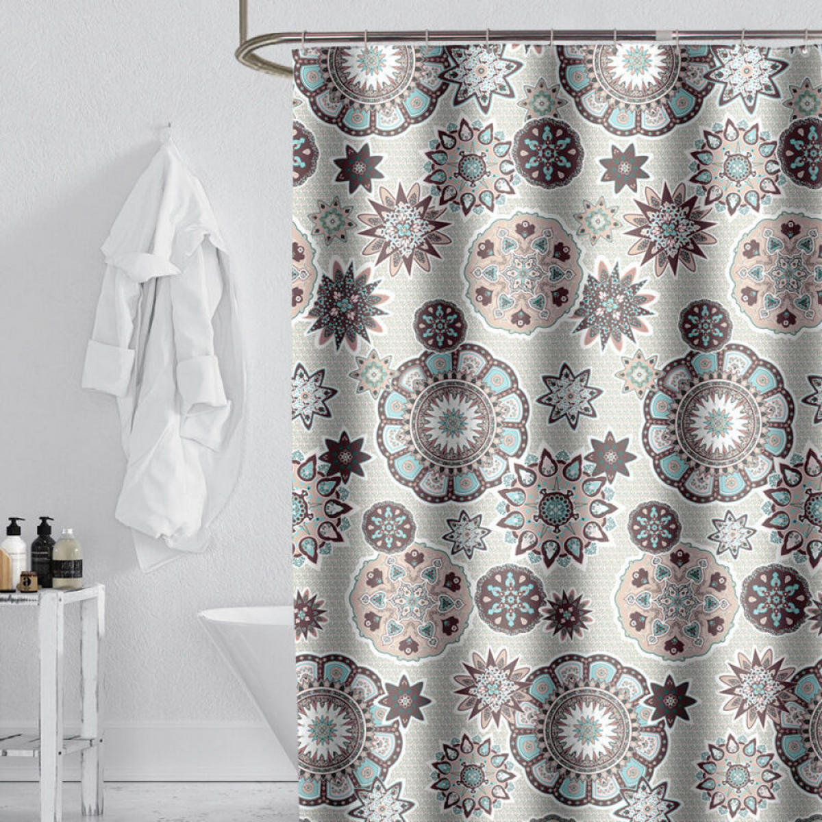 DUSCHVORHANG Polyester schnell trocknend wasserdicht mit Haken Badezimmer - Multicolor, Textil (180/200cm) - MCBOSON