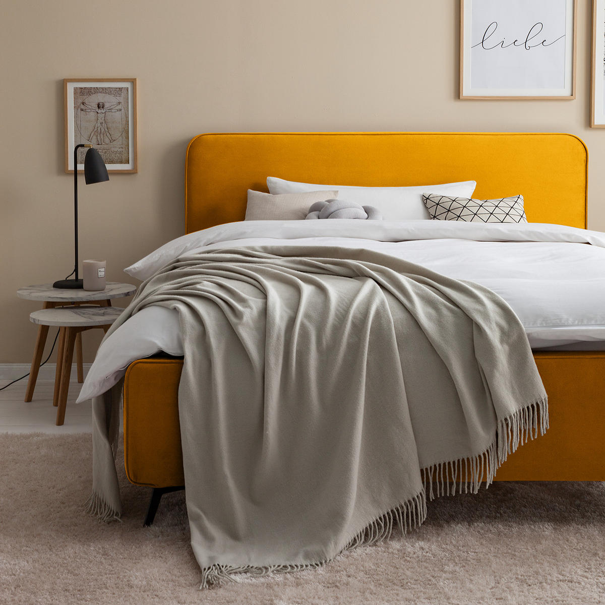 POLSTERBETT - Gelb, Textil (200/200cm) - home24