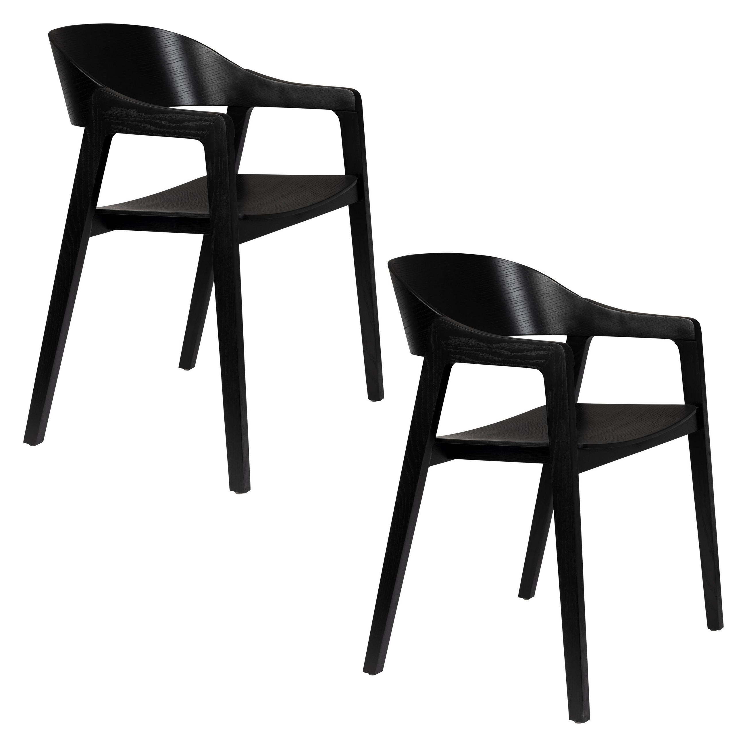 ESSZIMMERSTUHL Westlake Armlehne Schwarz - 2 er Set - Braun, Holzwerkstoff (58/76/52cm) - Dutchbone