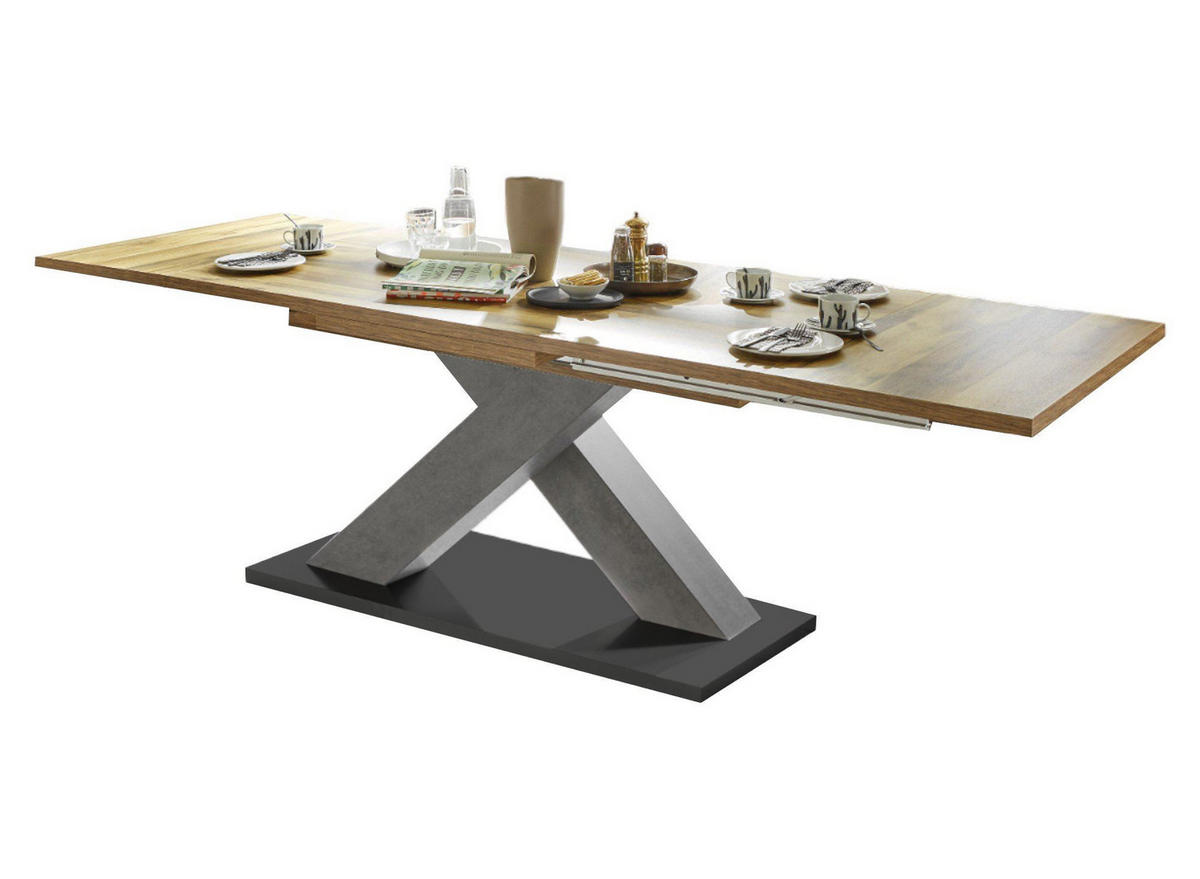 ESSTISCH ausziehbar Elene 160x90x76 Graphit/Plankeneiche - Alteiche, Holzwerkstoff (160/90/76cm) - 58aufmkessel