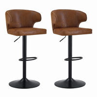 BARHOCKER 2er-Set höhenverstellbar, drehbar, mit Lehne, Braun - Braun, Metall (45/110/49.7cm) - Meubliv