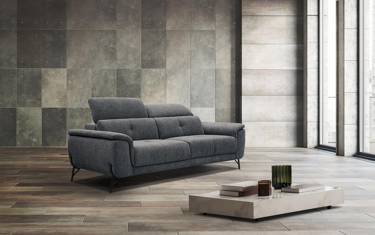 SOFA AVENA 3-Sitzer, dunkelgrau - Dunkelgrau, Holzwerkstoff/Textil (204/80/108cm) - Courtois Laville