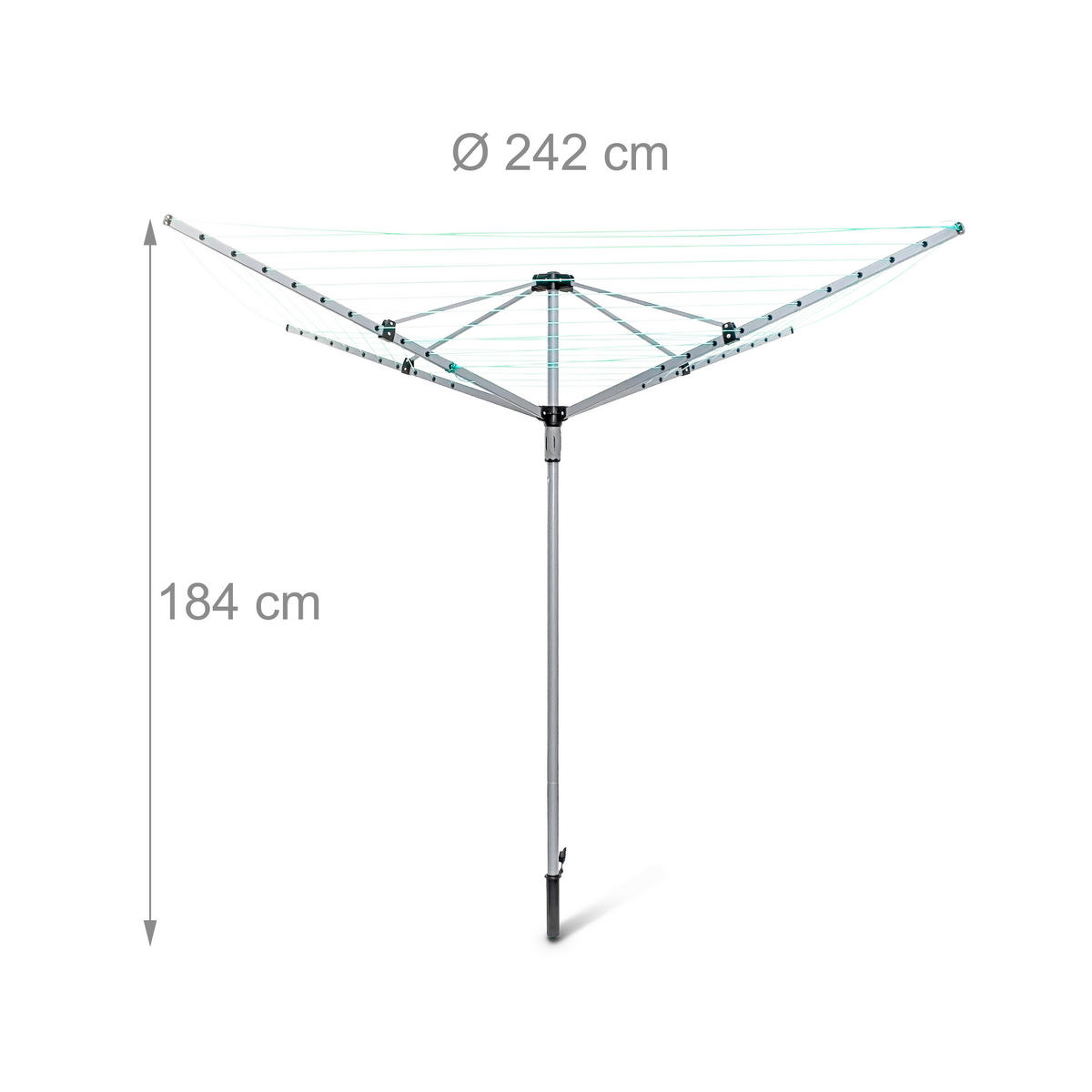 WÄSCHESPINNE - Silberfarben, Kunststoff/Metall (242/184/242cm) - Relaxdays