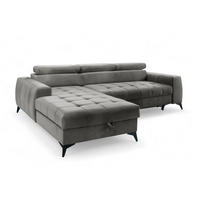 ECKSOFA L Form Arkucio Mini Grau 260/200/95 cm Links mit Schlaffunktion - Schwarz/Grau, Textil/Metall (200/260cm) - AX Living