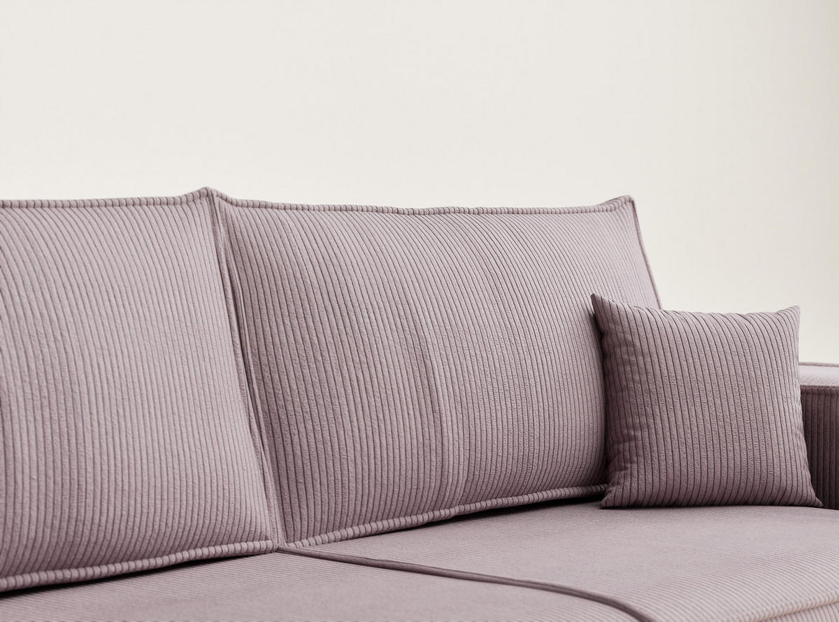 SOFA MIT SCHLAFFUNKTION Milos Lila Samtstoff - Flieder/Schwarz, Holz/Holzwerkstoff (255/70/105cm) - Maison de Reve