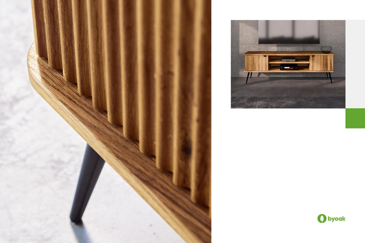 LOWBOARD LINA Wildeiche - Wildeiche, Holz (180/57/46cm) - byoak